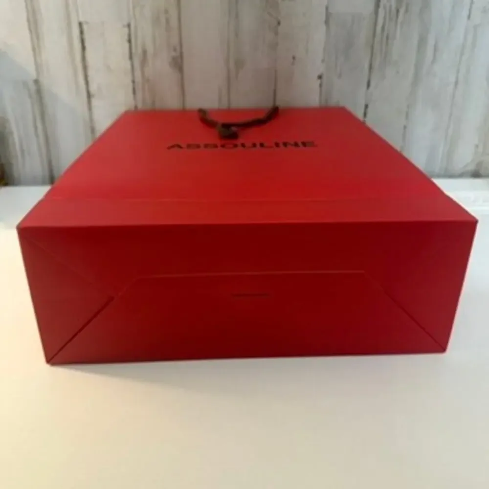 Assouline Luxury Shopping Gift Bag Red Rope Handles Black Interior 11x9